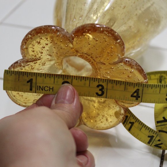 Vases Murano Vintage Hand Blown Amber Glass in Gold with Controlled Bubbles Home - Picture 9 of 10